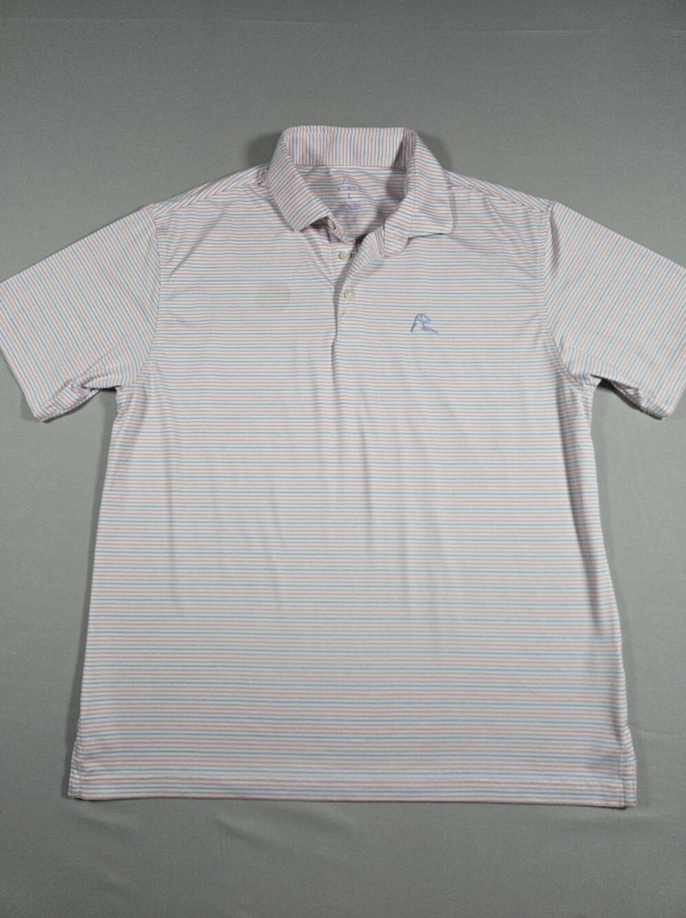 Rhoback Men's Thin Striped Polo in Light Pink & Light Blue Size Large
